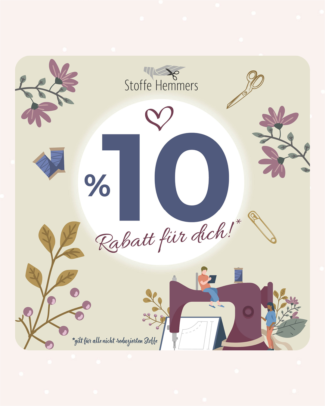 10 prozent rabatt stoffe hemmers shesmile