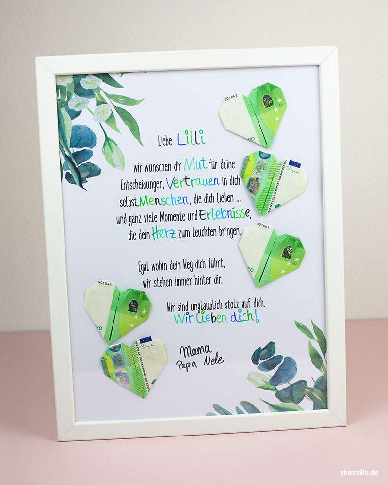 konfirmation geldgeschenk eltern basteln geldschein herz spruch liebe029
