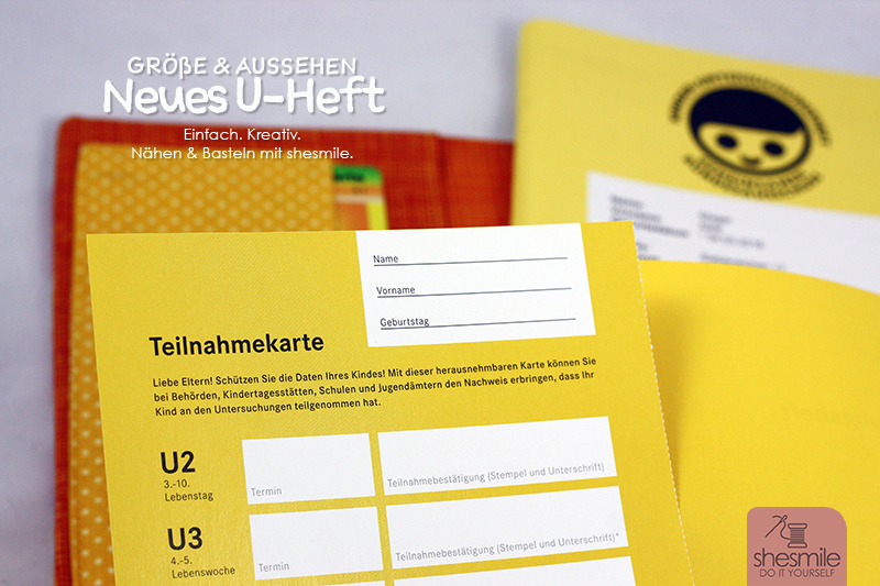 NEU! Die Teilnahmekarte im neuen U-Heft - Näh dir einen Schutzumschlag. Nähanleitung und Schnittmuster von shesmile.
