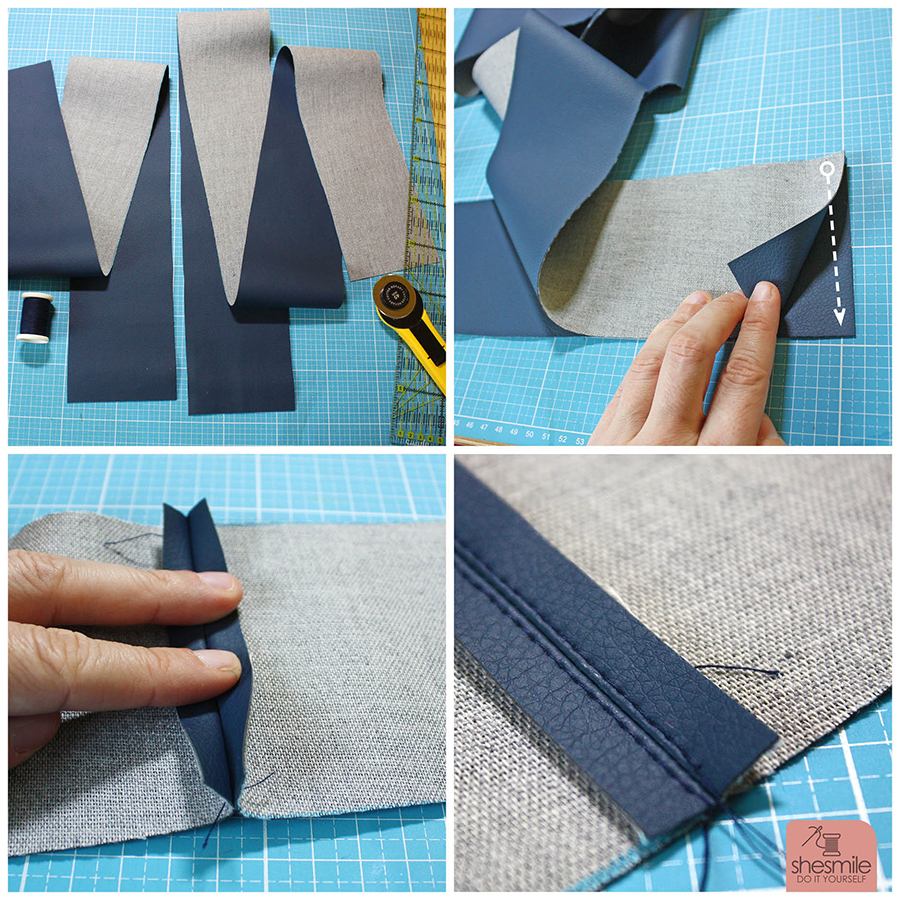 Das Gurtband zu deiner Damenhandtasche aus Leder selbernähen. Eine kostenlose Schritt-für-Schritt-Nähanleitung von shesmile.