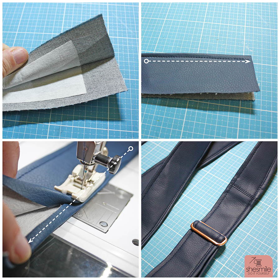 Das Gurtband zu deiner Damenhandtasche aus Leder selbernähen. Eine kostenlose Schritt-für-Schritt-Nähanleitung von shesmile.