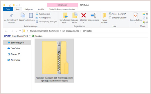 ZIP-Dateien mit E-Books und Dateien von shesmile einfach entpacken