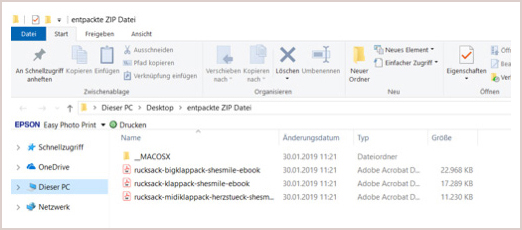 ZIP-Dateien mit E-Books und Dateien von shesmile einfach entpacken