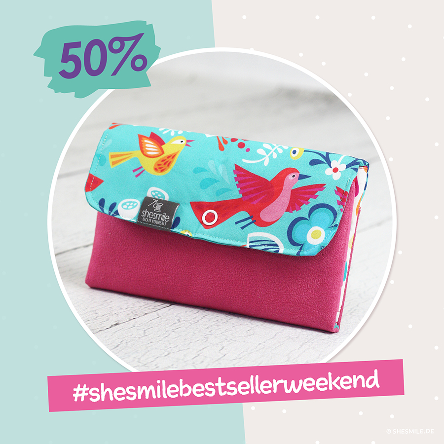 Der Geldbeutel Frauenkram macht im Januar auch den Anfang in meiner neuen Jahresaktion für 2020 - Dem #shesmilebestsellerweekend! 12 Monate lang gibt es ab sofort nun jeden Monat ein Wochenende lang ein shesmile Bestseller-E-Book zum halben Preis. Exklusiv in meinem shesmile-Shop!