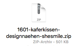 Bildmaterial zum Käferkissen Hildegard Designnähen von shesmile