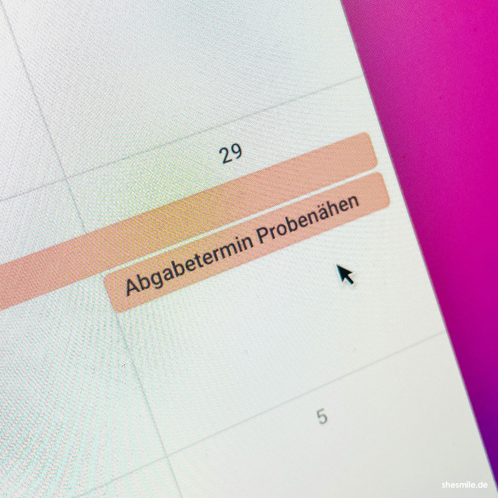 shesmile probenaehen ebook feedback testen abgabetermin