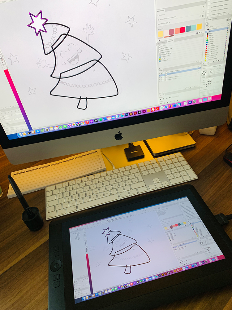 Auch das Wacom Cintiq Grafiktablett ➚ hab ich nach einigen Monaten mal wieder ausgekramt und angeschlossen. Für mich Entspannung pur darauf zu zeichnen!
