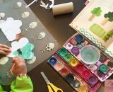 Bäume, Blumen und Pilze basteln aus Klorollen und Eierschachteln. Nach einer Idee von Frau Scheiners Kinder-Bastelbuch "Schnipp. Schnapp. Wir Basteln." Gebastelt von shesmile.