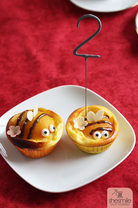Bienen-Käsekuchen-Muffins zum 2. Geburtstag von Nele (Gebacken von shesmile)