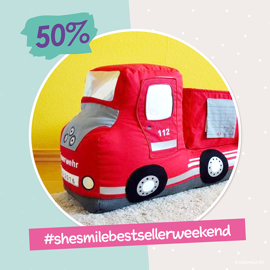 Der Kipplaster "Hüppa" ist im Februar Teil meiner neuen Jahresaktion für 2020 - Dem #shesmilebestsellerweekend! 12 Monate lang gibt es ab sofort nun jeden Monat ein Wochenende lang ein shesmile Bestseller-E-Book zum halben Preis. Exklusiv in meinem shesmile-Shop! Vom 6. bis 9. Februar gibt es also satte 50% Rabatt und das E-Book nun für günstige 2,50 EUR!