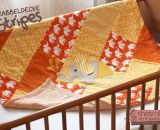 Krabbeldecke Stripes mit Nelefanten-Applikation (Nähanleitung und Applikationsvorlage von shesmile)