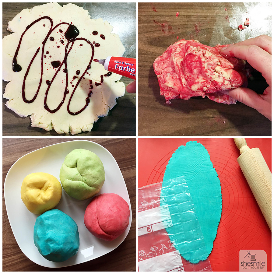 Regenbogen-Butterplätzchen mit weisser Schokolade-Wolken und bunten Zuckerperlen - Schritt-für-Schritt-Backanleitung mit Rezept von shesmile