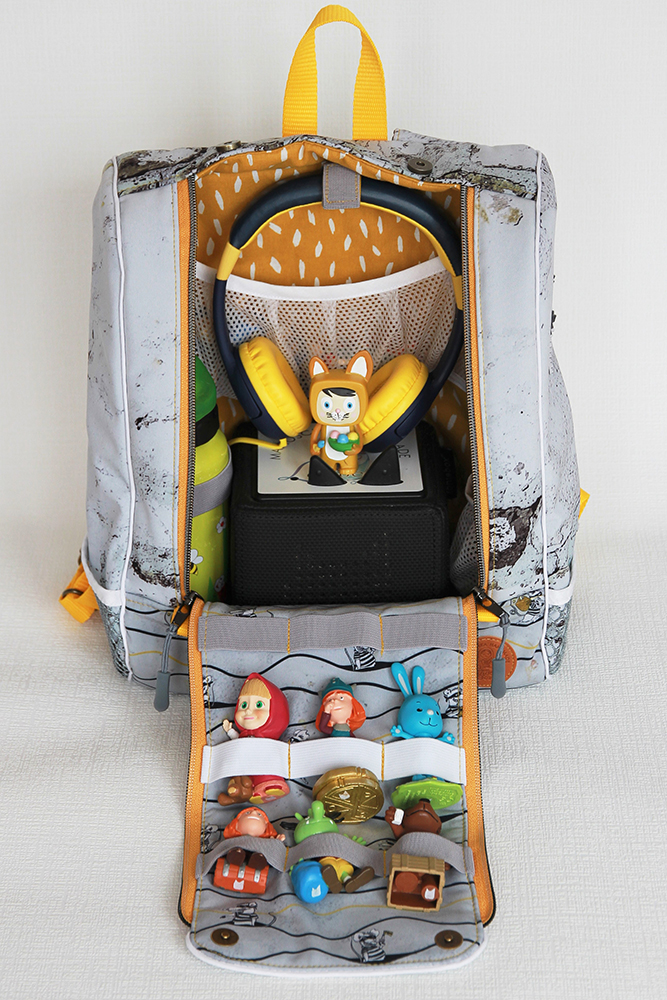 Ergänzende Nähanleitung mit Bildern und Texten von Matroschka Handmade zum Nähen eines Toniebox-Rucksack auf Basis des Schnittmuster "Rucksack KlapPack" von shesmile.