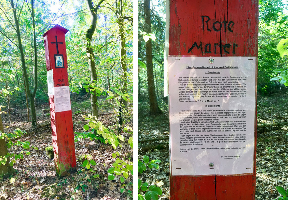 Über das rote Marterl gibt es zwei Erzählungen. Stimmt nun die erste oder die zweite Geschichte oder vielleicht gar alle beide?