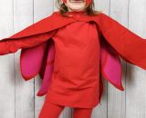 Nähanleitung und Schnittmuster gestaltet als PDF-E-Book von shesmile zum Nähen eines Eulenkostüms aus Stoff. Mit Umhang und Gesichtsmaske. Passend für ein Eulenkostüm oder PJ Masks Eulette.
