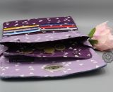Nähanleitung und Schnittmuster gestaltet als PDF-E-Book von shesmile für einen großen Damen-Geldbeutel Frauenkram mit 6 Kartenfächern, 1 großem Münzfach und 2 großen Taschen für Scheine, Smartphone, Fotos und Zettel. Pattarina-Code inklusive!