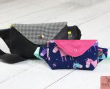 Nähanleitung und Schnittmuster gestaltet als PDF-E-Book für eine Gürteltasche in 2 Größen mit großem Reißverschluss-Fach und Verschlussklappe HipPack von shesmile. Dein Lieblingstäschchen bestückt mit allem was du immer bei dir haben willst. 