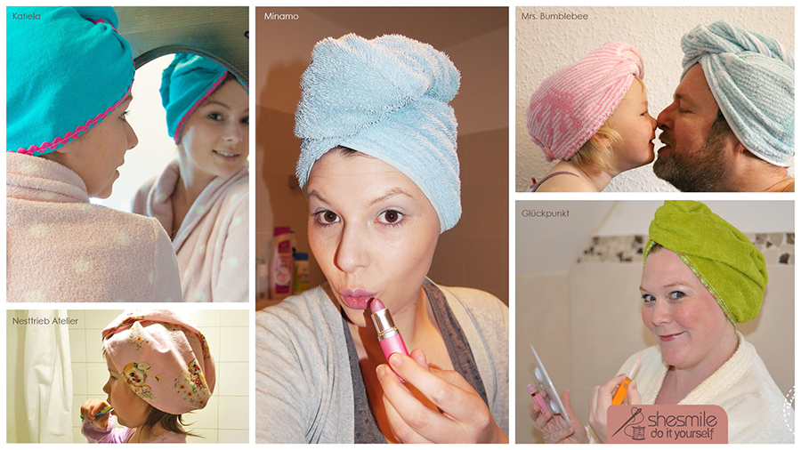 Haartrockentuch Tina Turban (Eine Nähanleitung samt Schnittmuster von shesmile) Die Ergebnisse aus dem Probenähen.