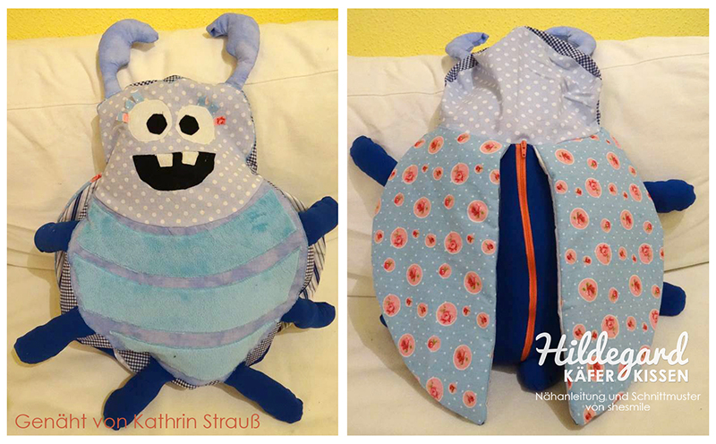 Käferkissen - Hildegard (Nähanleitung und Schnittmuster für ein großes Kuschelkissen bzw. Überzug) Hier genäht von Katrin Strauß