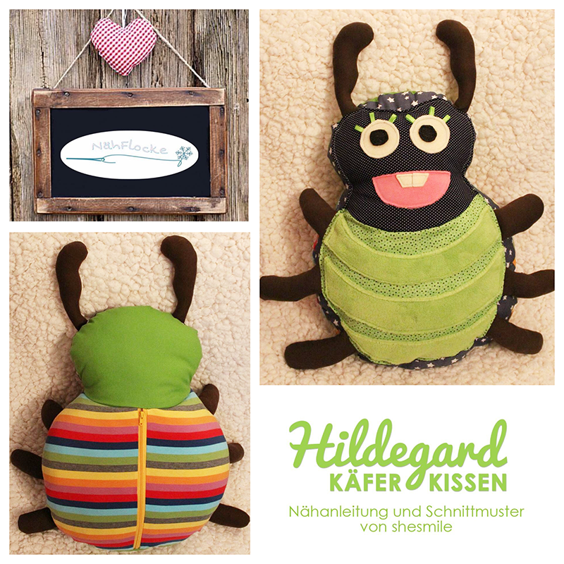 Käferkissen - Hildegard (Nähanleitung und Schnittmuster für ein großes Kuschelkissen bzw. Überzug) Hier genäht von Nähflocke