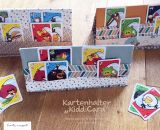 Kartenhalter KiddiCard aus Stoff. Eine Nähanleitung mit Schnittmuster von shesmile. Ideal für Unterwegs oder Zuhause. Aufgeklappt, zusammengesteckt, Spielkarten aus der intgegrierten Tasche rausgeholt und schon kann die Spielpartie losgehen. Ergebnis