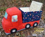 Kipplaster Hüppa (Eine Nähanleitung mit Schnittmuster von shesmile) Hüppa, der Kipplaster aus Stoff zum Hüpfen und Bepacken. Als Adventskalender, Kinderzimmer-Utensilo, Feuerwehr-Auto oder Hüpf-Rutsch-Baustellenfahrzeug. Ergebnisse aus dem Probenähen