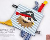 Knistertuch Spiel mit mir (Eine Nähanleitung, Schnittmuster und 6 verschiedene Applikationsvorlagen von shesmile) Hier genäht als Geschenk zur Geburt mit Piratenkopf Käptn Wildbart!