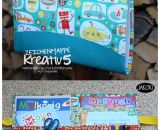 Zeichenmappe Kreativ5 mit viel Platz für Malblöcke, Skizzenbücher, Buntstifte und Zeichenutensilien. Eine Nähanleitung mit Schnittmuster von shesmile.