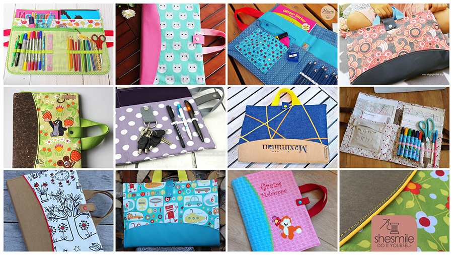 Zeichentasche Kreativ5 - Ergebnisse aus dem Probenähen - Nähanleitung und Schnittmuster von shesmile. Tasche für Nähutensilien, Maltasche, Basteltasche, Zeichenmappe... Einfach Nähen!