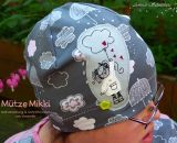 Mütze Mikki, eine einlagig-dünne Sommermütze für Babys und Kinder. Schnell und einfach genäht. Nur 4 Nähte mit dem Zick-Zack-Stich der Haushaltsnähmaschine. Eine Nähanleitung mit Schnittmuster von shesmile. Größe 37 bis 54 cm Kopfumfang (schräg gemes