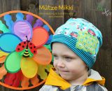 Mütze Mikki, eine einlagig-dünne Sommermütze für Babys und Kinder. Schnell und einfach genäht. Nur 4 Nähte mit dem Zick-Zack-Stich der Haushaltsnähmaschine. Eine Nähanleitung mit Schnittmuster von shesmile. Größe 37 bis 54 cm Kopfumfang (schräg gemes