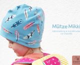 Mütze Mikki, eine einlagig-dünne Sommermütze für Babys und Kinder. Schnell und einfach genäht. Nur 4 Nähte mit dem Zick-Zack-Stich der Haushaltsnähmaschine. Eine Nähanleitung mit Schnittmuster von shesmile. Größe 37 bis 54 cm Kopfumfang (schräg gemes
