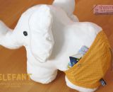 Elefant - Nelefant (Eine Nähanleitung samt Schnittmuster von shesmile) Ein großes Kuschelkissen-Stofftier für kleiner Tasche in der Badehose.