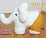 Elefant - Nelefant (Eine Nähanleitung samt Schnittmuster von shesmile) Ein großes Kuschelkissen-Stofftier für kleiner Tasche in der Badehose.