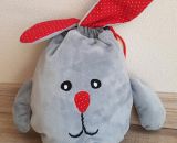 Nähanleitung und Schnittmuster gestaltet als PDF-E-Book für eine Wendetasche mit Kordelzug welche nach dem Wenden zum süßen Hasenkuscheltier wird. Der Osternesthase von shesmile! Dieses nachhaltige Osternest wird nach dem entleeren nicht weggeworfen 
