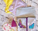 Nähanleitung und Schnittmuster gestaltet als PDF-E-Book von shesmile für ein Täschchen Petra mit Fächern für Periodenunterwäsche, (wiederverwendbare Stoff-) Slipeinlagen, Menstruationstasse und Tampons.