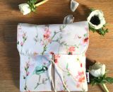 Nähanleitung und Schnittmuster gestaltet als PDF-E-Book von shesmile für ein Täschchen Petra mit Fächern für Periodenunterwäsche, (wiederverwendbare Stoff-) Slipeinlagen, Menstruationstasse und Tampons.
