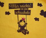 Mir reichts! Ich geh schaukeln! (Plotterdatei, Illustration und Ausmalbild von shesmile) Eine Schaukelprinzessin für kleine Prinzessinnen. Verschönert Kinderzimmer, Kinderkleidung oder Sporttaschen.