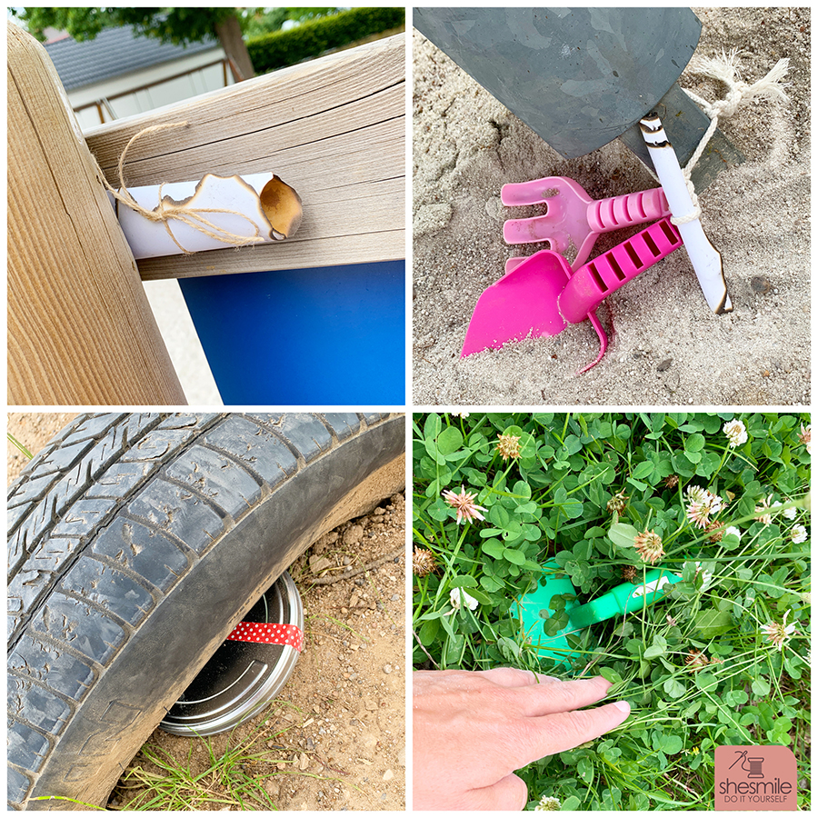 Eine Piratenparty mit Schatzsuche auf dem Spielplatz zum 5. Geburtstag. Gestaltet mit der Druckvorlage und Spieleidee Schatzsuche Piraten & Schaufeln von shesmile. Einfach. Kreativ. Basteln zum Kindergeburtstag.