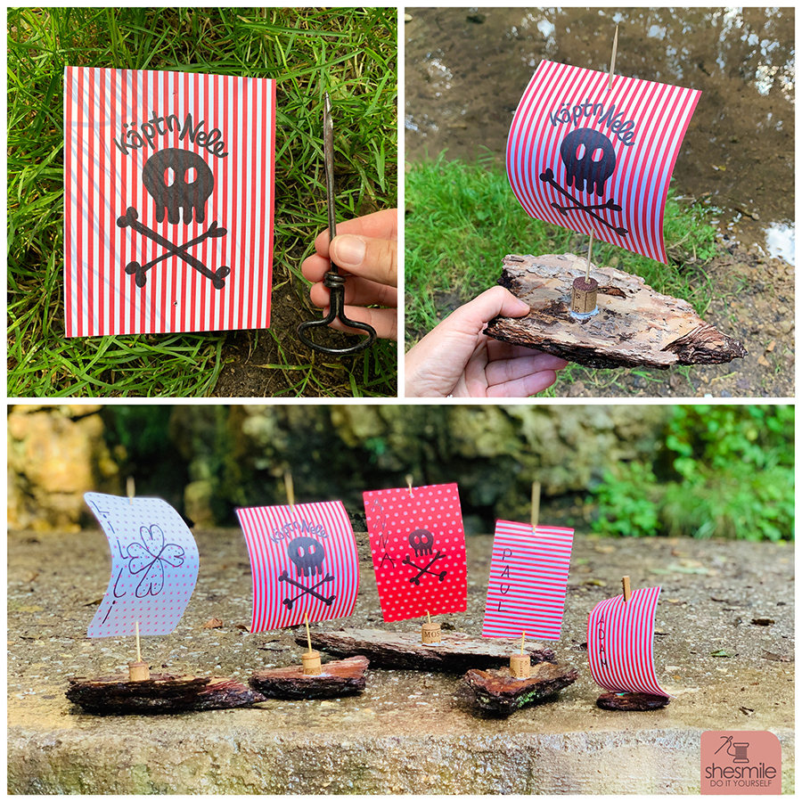 Schwimmende Schiffe aus Rinde und Papier (Eine kostenlose Bastelanleitung von shesmile)