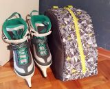 Nähanleitung und Schnittmuster gestaltet als PDF-E-Book für eine Tragetasche, Umhängetasche oder Rucksack SusiSkates. Perfekt für deine Schlittschuhe, Inline-Skates oder Ski-Schuhe. Schnittmuster Kufen bzw. Rollen von 25 cm bis 45 cm.