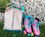 Nähanleitung und Schnittmuster gestaltet als PDF-E-Book für eine Tragetasche, Umhängetasche oder Rucksack SusiSkates. Perfekt für deine Schlittschuhe, Inline-Skates oder Ski-Schuhe. Schnittmuster Kufen bzw. Rollen von 25 cm bis 45 cm.