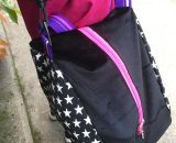 Nähanleitung und Schnittmuster gestaltet als PDF-E-Book für eine Tragetasche, Umhängetasche oder Rucksack SusiSkates. Perfekt für deine Schlittschuhe, Inline-Skates oder Ski-Schuhe. Schnittmuster Kufen bzw. Rollen von 25 cm bis 45 cm.