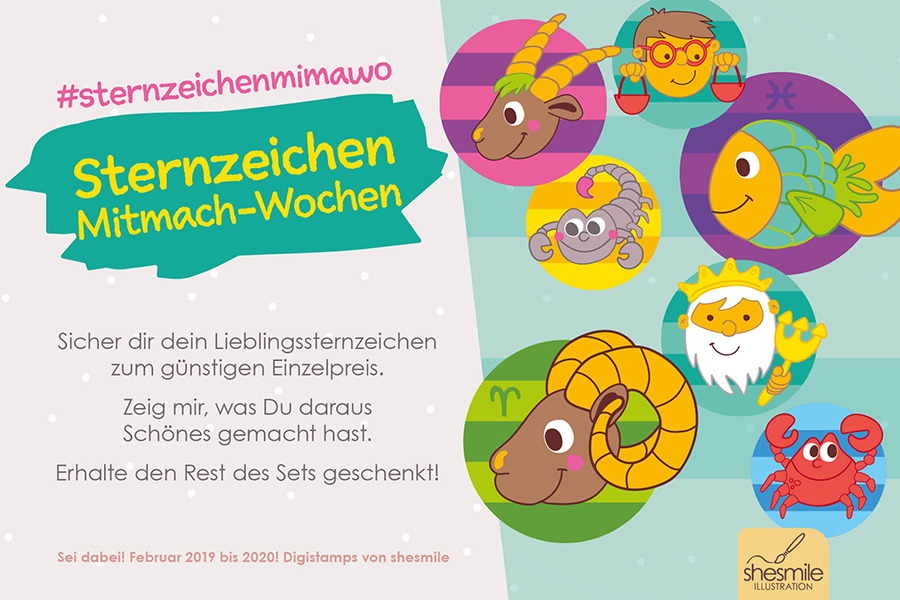 Sternzeichen-Mitmach-Wochen bei shesmile - Hashtag #sternzeichenmimawo