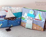 Bilderbuch aus Stoff (Eine Nähanleitung mit Schnittmuster von shesmile) Ideal für kleine Baby- und Kinderhände. Das perfekte Geschenk zur Taufe oder zum 1. Geburtstag.