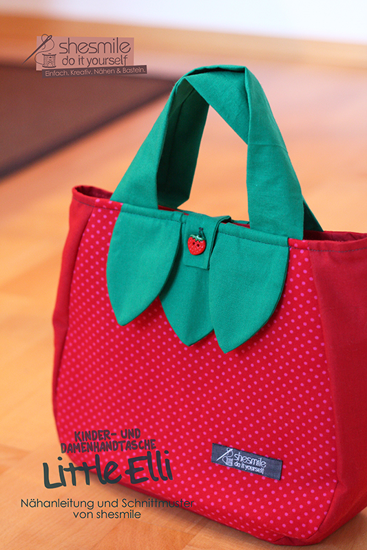 Kinder- und Damenhandtasche "Little Elli" im Erdbeere Design (Nähanleitung und Schnittmuster von shesmile)