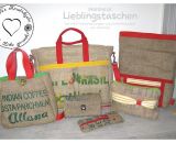 Taschenset - shesmile Lieblingstaschen (Set mit 6 PDF-E-Books - Nähanleitung und Schnittmuster von shesmile) Hier genäht von Katas Kreativkiste mit einem Bauwoll-Jute-Mix!