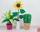 Nähanleitung und Schnittmuster gestaltet als PDF-E-Book von shesmile für Frieda Flower, die Zimmerpflanzen aus Stoff für Allergiker, das Kinderzimmer, Vielreisende, kranke und alte Menschen, schattige Plätzchen oder Pflanzendummies wie mich! Wähle au
