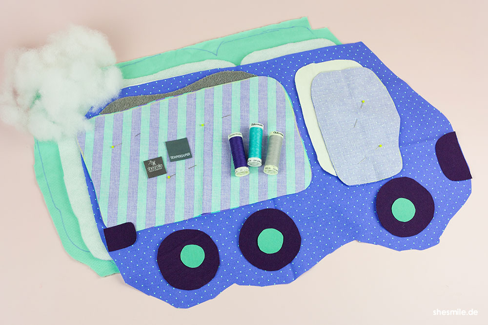 fahrzeug kuschelkissen rudi karl tom fred shesmile diy 335