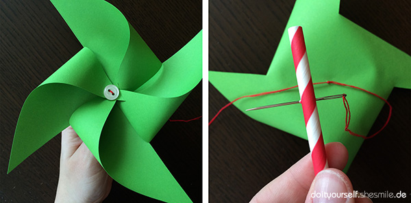 Windrad aus Papier als Dekoration oder Einladung (Kostenlose Bastelanleitung von shesmile, Do it Yourself
